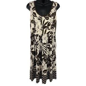 Tommy Bahama Women Floral Sleeveless Dress Medium 8 10 Silk Brown Beige VGUC